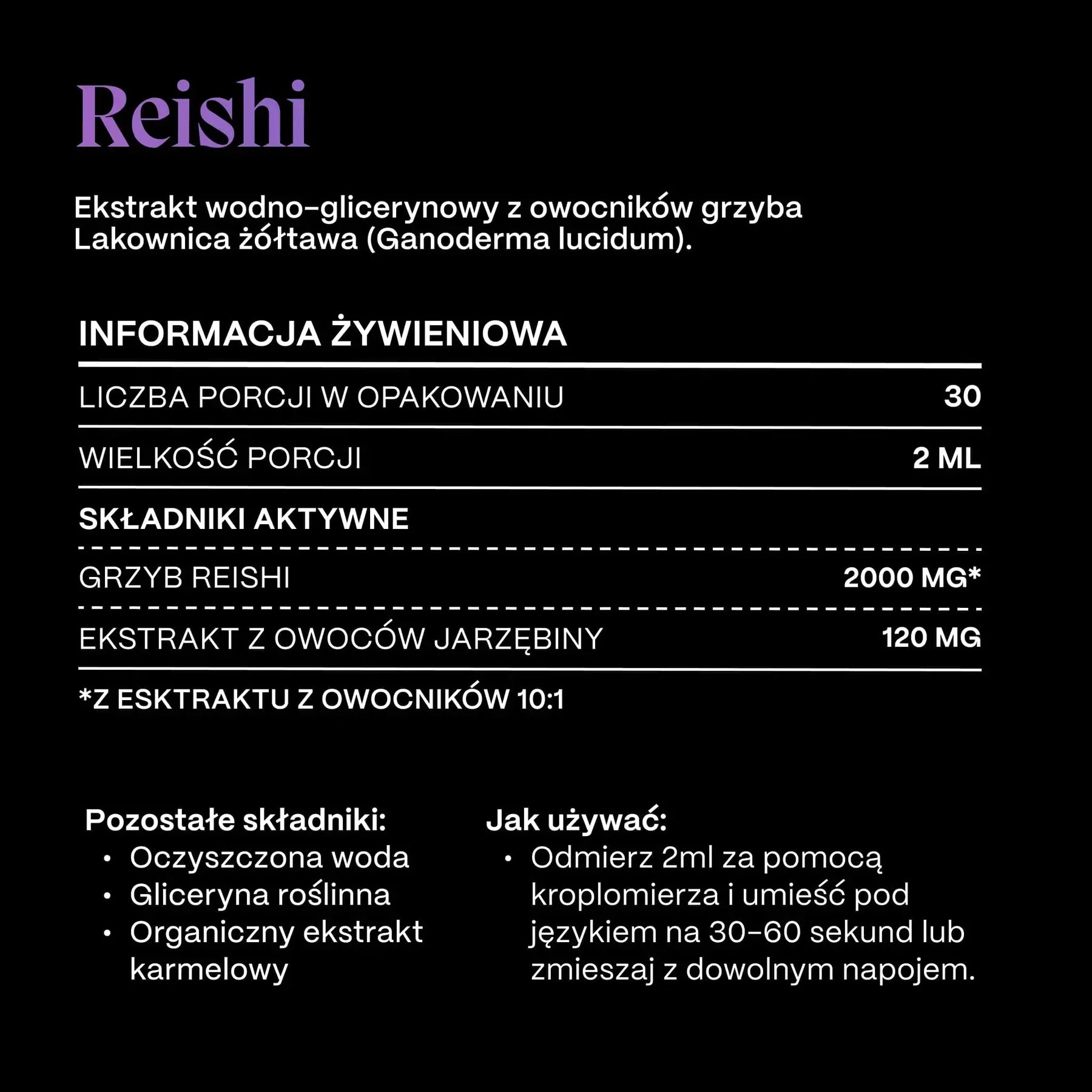 Reishi - etykieta