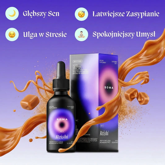 Reishi SOMA – Ganoderma lucidum w płynnym ekstrakcie z owocników, karmelowy smak